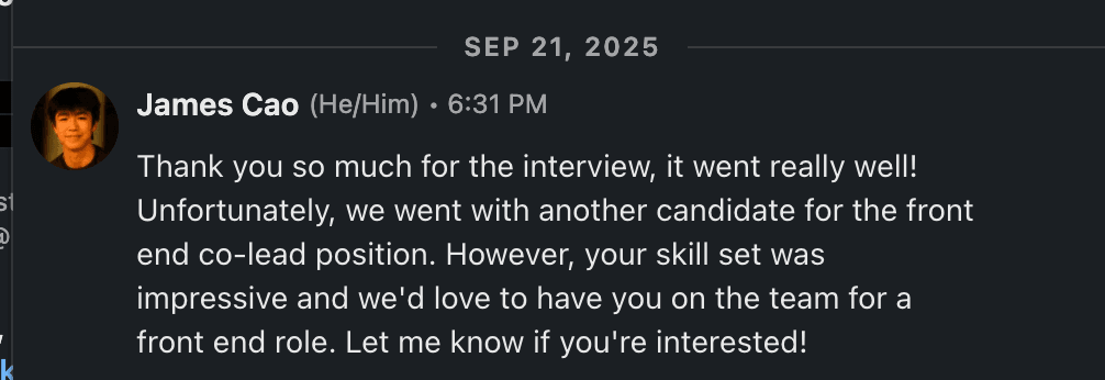 james cao linkedin message